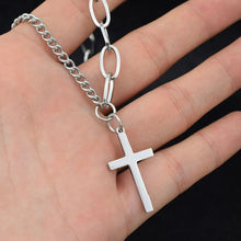 Load image into Gallery viewer, Stainless Steel Alien Cross Pendant Double Chain Long Necklaces For Women DJ Hip hop Street Necklace Men Jewelry Never Fade