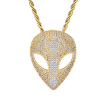 Load image into Gallery viewer, Alien Pendant Neclace Set With Zirconia On A Rope Link Chain