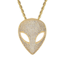 Load image into Gallery viewer, Alien Pendant Neclace Set With Zirconia On A Rope Link Chain
