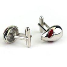 Load image into Gallery viewer, Alien Head Cuff Links, With Red Eye Detail.