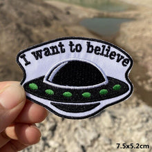 Load image into Gallery viewer, A World Of Alien Embroidered Iron On Patches..