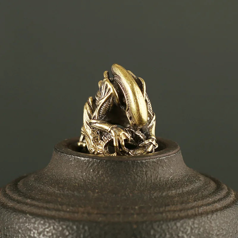 Brass Alien Figures Knife Bead Handmade Woven Lanyard DIY Keychain Pendant Jewelry Accessories EDC Outdoor Tool Paracord Hanging