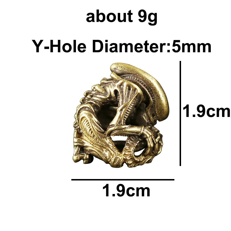 Brass Alien Figures Knife Bead Handmade Woven Lanyard DIY Keychain Pendant Jewelry Accessories EDC Outdoor Tool Paracord Hanging