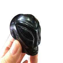 Load image into Gallery viewer, Black Obsidian Crystal Carved Alien Head.

