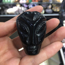 Load image into Gallery viewer, Black Obsidian Crystal Carved Alien Head.
