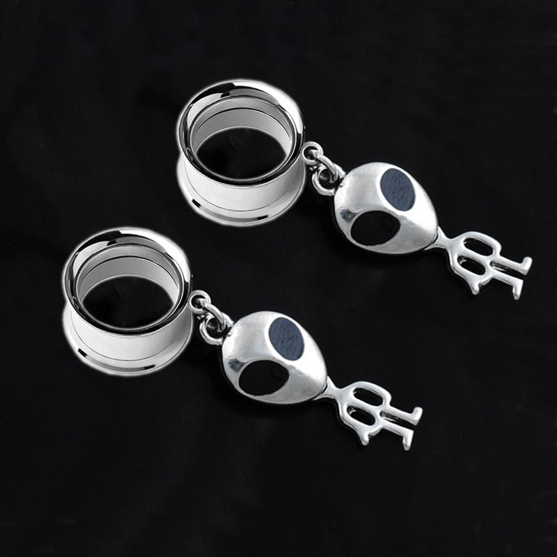 A Pair Of Super Cute Little Alien Tunnel Earrings