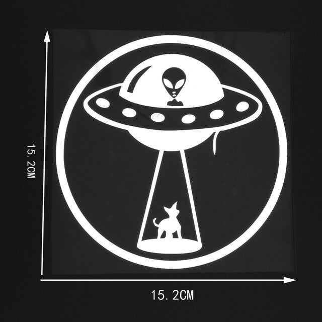 Alien Saucer Car Window Stickers.