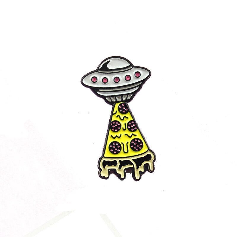 Quirky Aliens Love Pizza Pin