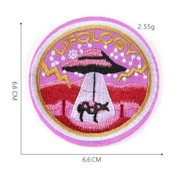 Handmade Embroidered Alien Themed Patches.