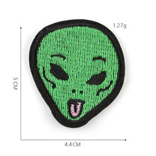 Load image into Gallery viewer, Handmade Embroidered Alien Themed Patches.
