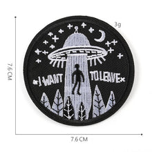 Load image into Gallery viewer, Handmade Embroidered Alien Themed Patches.
