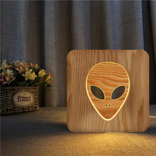 Load image into Gallery viewer, Classic Alien Head 3D LED Wooden Night Light
