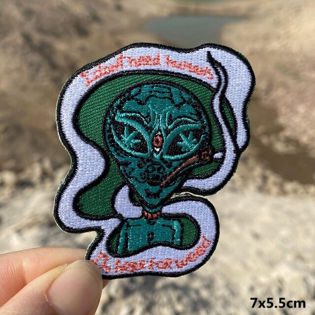 A World Of Alien Embroidered Iron On Patches..