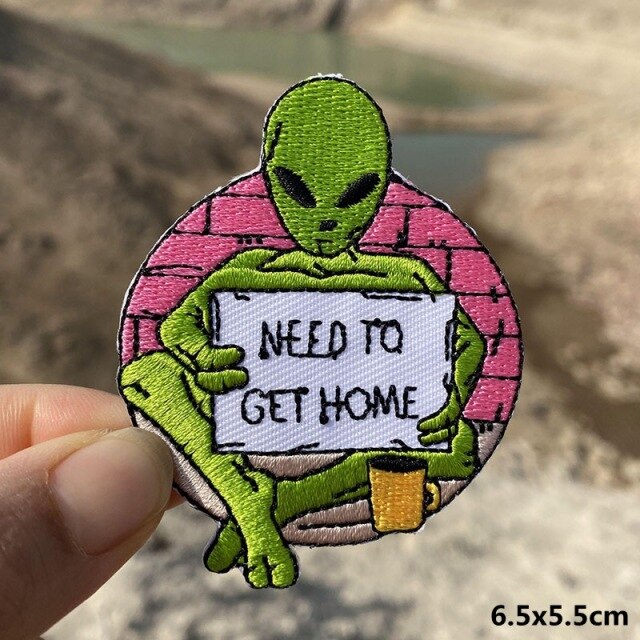 A World Of Alien Embroidered Iron On Patches..
