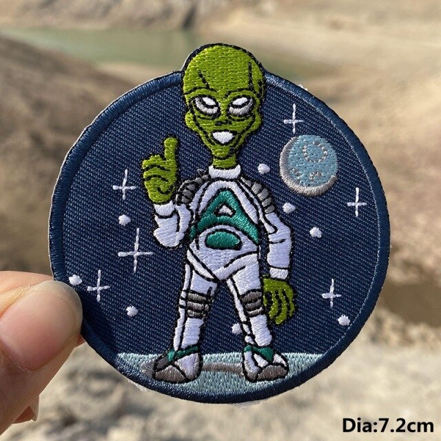 A World Of Alien Embroidered Iron On Patches..