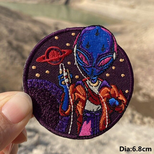 A World Of Alien Embroidered Iron On Patches..