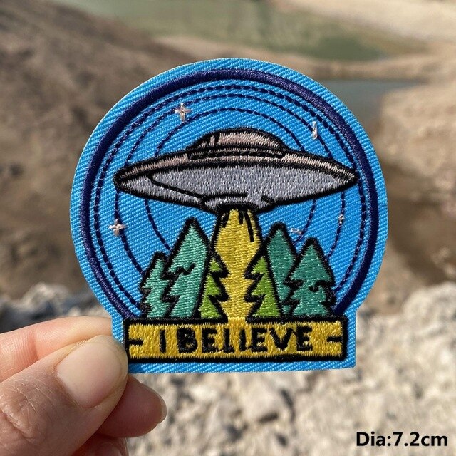 A World Of Alien Embroidered Iron On Patches..