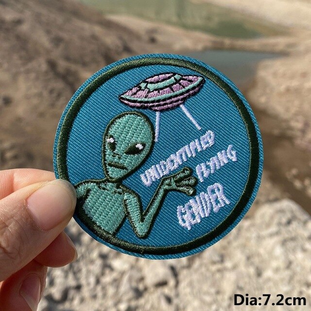 A World Of Alien Embroidered Iron On Patches..