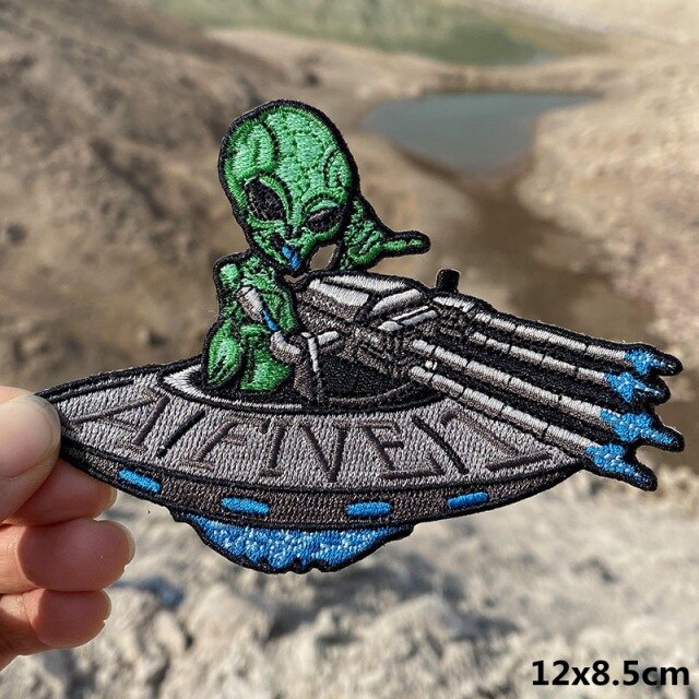 A World Of Alien Embroidered Iron On Patches..