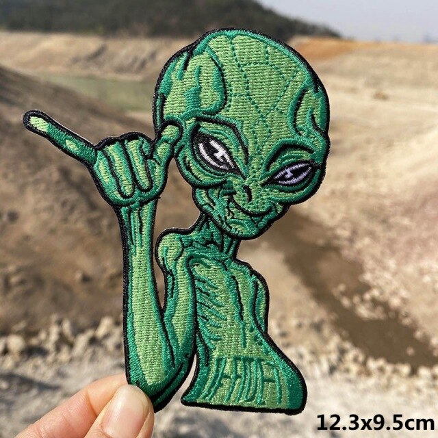 A World Of Alien Embroidered Iron On Patches..