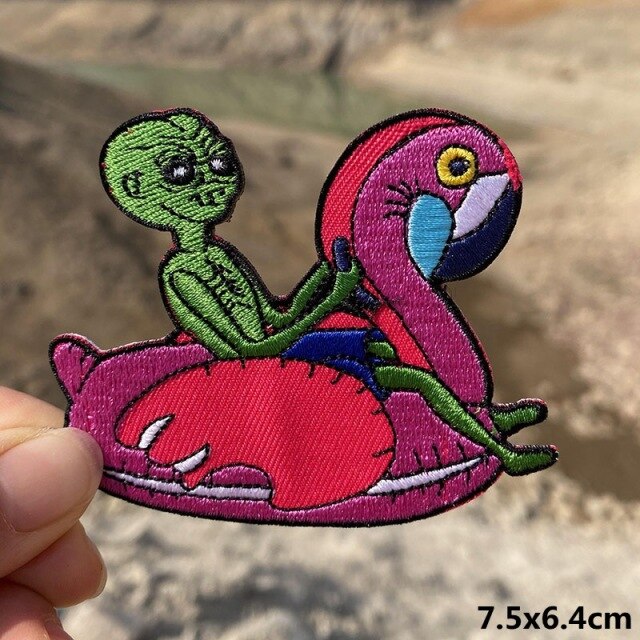 A World Of Alien Embroidered Iron On Patches..