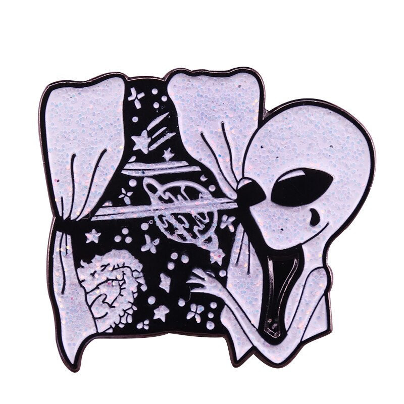 Homesick Alien Glitter Pin